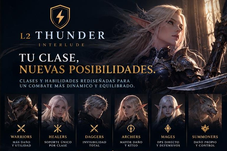 Tu clase, nuevas posibilidades: clases y habilidades rediseñadas para un combate más dinámico y equilibrado. Warriors, más daño y utilidad; Healers, soporte único por clase; Daggers, invisibilidad total; Archers, mayor daño y kiteo; Mages, DPS directo y defensivos; Summoners, daño propio y control.